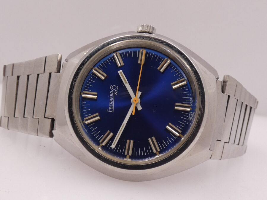 Eberhard & Co. Vintage Ultra Thin Bracelet Blue Dial Hand Winding Years'70s Stainless Steel - immagine 5
