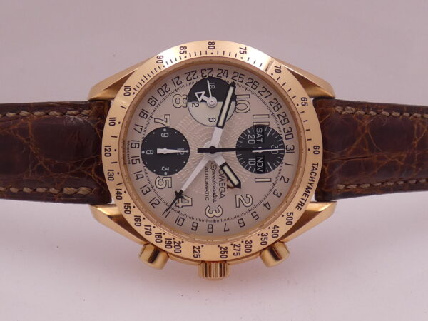 Omega Speedmaster Triple Date 18Kt Rose Gold NEAR N.O.S. BOX&PAPERS Italia Year 1998 Automatic