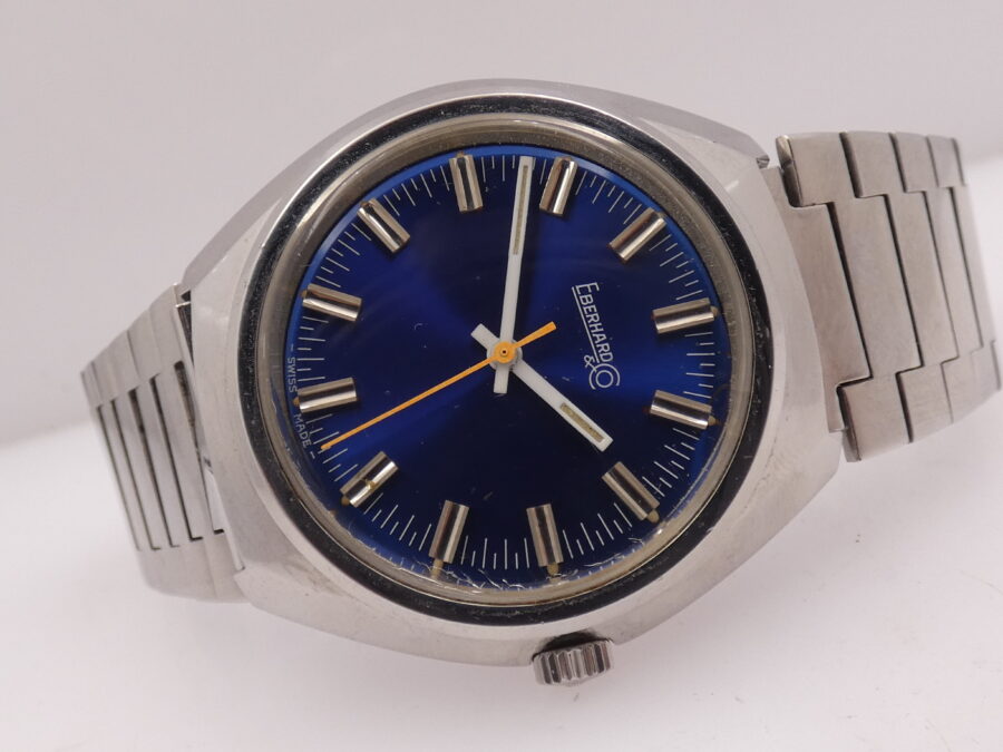 Eberhard & Co. Vintage Ultra Thin Bracelet Blue Dial Hand Winding Years'70s Stainless Steel - immagine 7