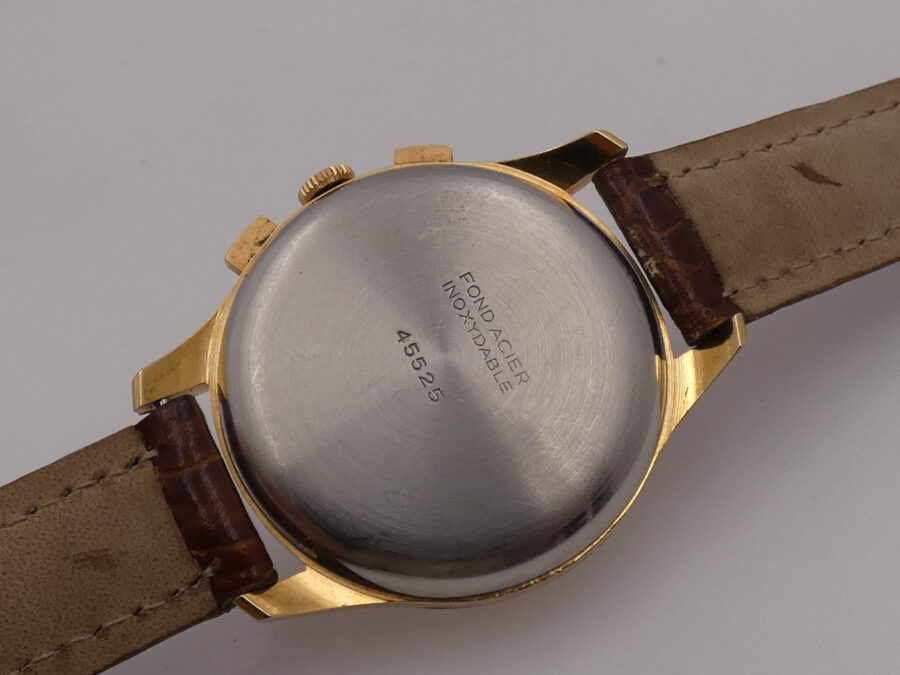 Lanco Bicompax Chronograph 37mm Honey Comb Dial ANNI 1950's Laminato Oro Rosa 10Kt Lemania 1275 Manuale - immagine 14