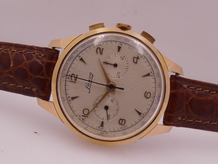 Lanco Bicompax Chronograph 37mm Honey Comb Dial ANNI 1950's Laminato Oro Rosa 10Kt Lemania 1275 Manuale - immagine 5