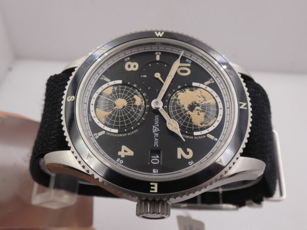 Montblanc 1858 Geosphere UTC 117837 NEW BOX PAPERS & STICKERS Steel Never Worn December 2024