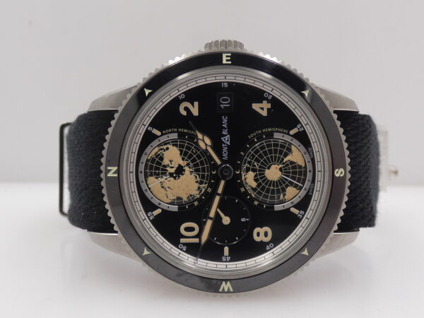 Montblanc 1858 Geosphere UTC 117837 NEW BOX PAPERS & STICKERS Steel Never Worn December 2024