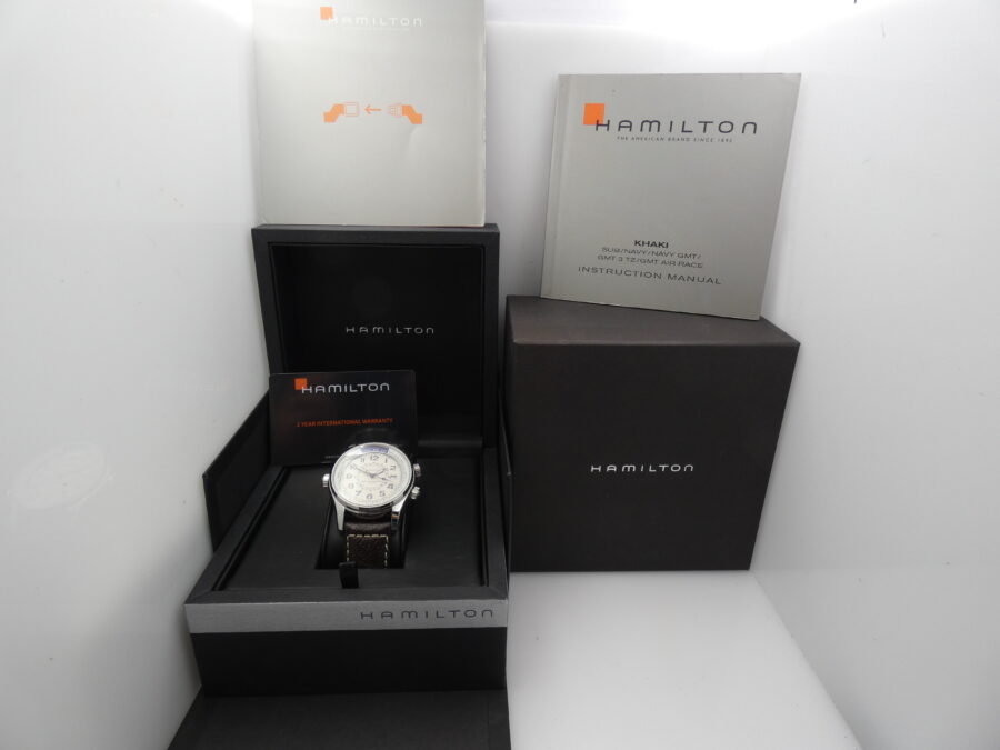 Hamilton Khaki Navy Utc GMT H775250 LIKE NEW Tripla Corona BOX&PAPERS Automatico Acciaio - immagine 12