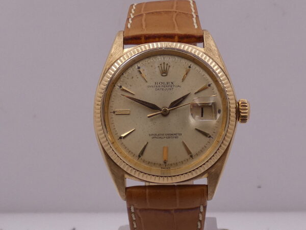 Rolex Datejust 36 Rare 1601 Oro Massiccio 18Kt Original Dial Leaf Hands ANNI'60 JUST SERVICED Automatico