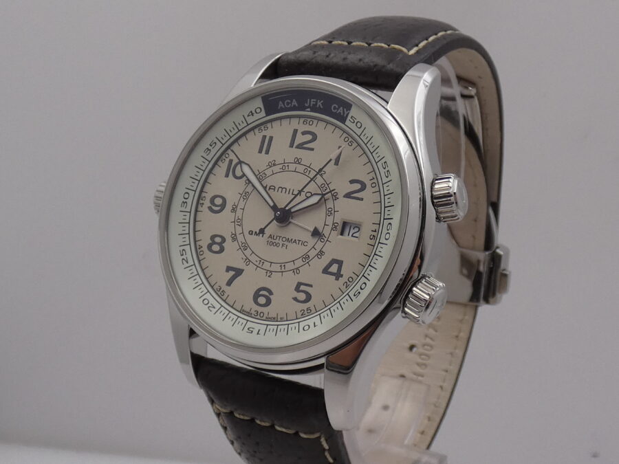 Hamilton Khaki Navy Utc GMT H775250 LIKE NEW Tripla Corona BOX&PAPERS Automatico Acciaio - immagine 9