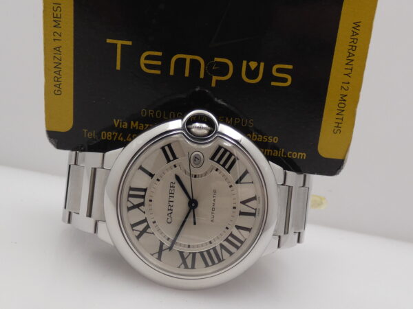 Cartier Ballon Bleu 42mm XL 3765 BOX & PAPERS Automatico Acciaio Braccialato