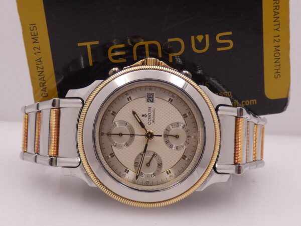 Corum Cronografo Les Temps Meccanique Acciaio & Oro 18Kt BOX&PAPERS Anni 90's TOP CONDITION Automatico
