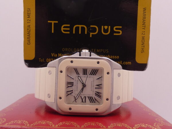 Cartier Santos 100 White 2878 BOX&PAPERS Automatico ANNO 2014 For Lady Acciaio