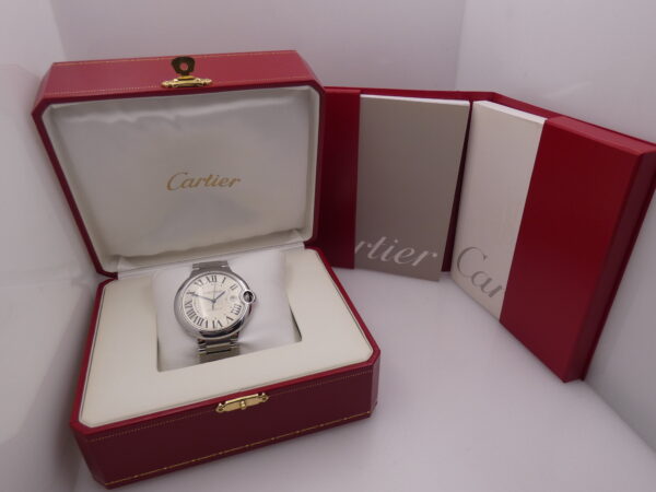 Cartier Ballon Bleu 42mm XL 3765 BOX & PAPERS Automatico Acciaio Braccialato