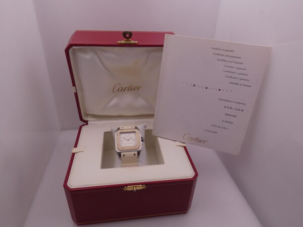 Cartier Santos 100 White 2878 BOX&PAPERS Automatico ANNO 2014 For Lady Acciaio