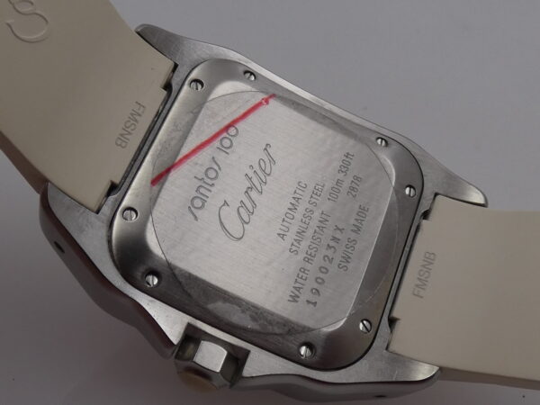 Cartier Santos 100 White 2878 BOX&PAPERS Automatico ANNO 2014 For Lady Acciaio