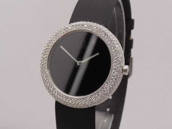 Omega Art Collection Oro Bianco 18KT 1.55ct FULL DIAMONDS N.O.S.BOX&PAPERS Anno 1986