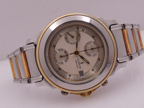 Corum Cronografo Les Temps Meccanique Acciaio & Oro 18Kt BOX&PAPERS Anni 90's TOP CONDITION Automatico