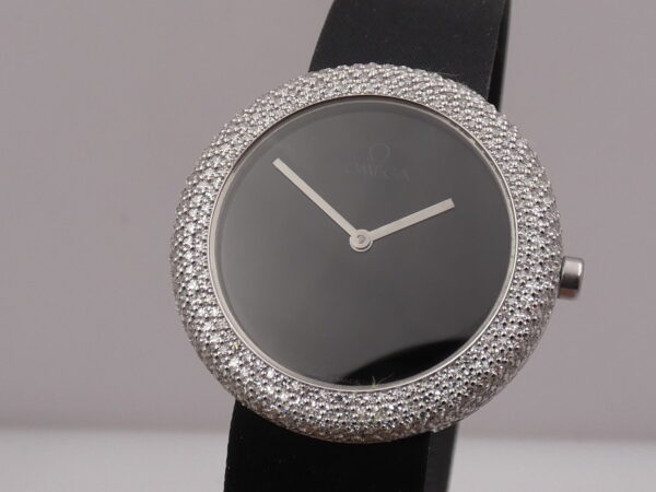 Omega Art Collection Oro Bianco 18KT 1.55ct FULL DIAMONDS N.O.S.BOX&PAPERS Anno 1986