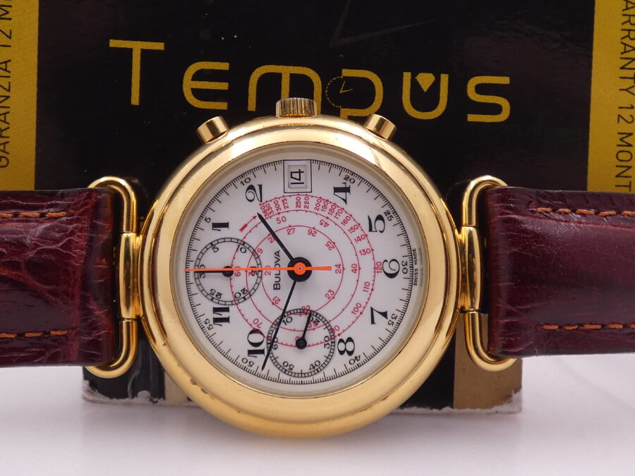 Cronografo Bulova Bicompax Laminato Oro 18Kt Anni 90's Carica Manuale With BOX - immagine 2