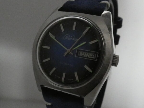 Perseo Tre Stelle Day-Date FS Ferrovie Dello Stato Deep Blue Dial Automatico Anno 70's Acciaio