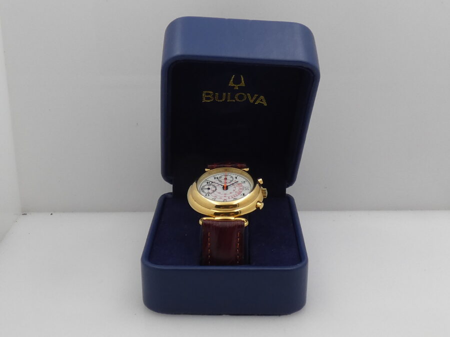 Cronografo Bulova Bicompax Laminato Oro 18Kt Anni 90's Carica Manuale With BOX - immagine 11