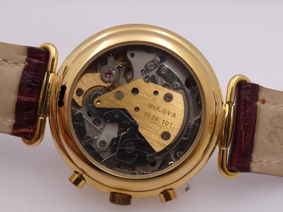 Cronografo Bulova Bicompax Laminato Oro 18Kt Anni 90's Carica Manuale With BOX - immagine 14