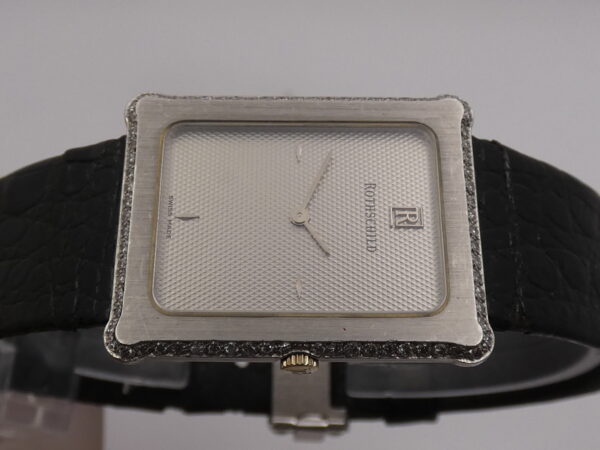 Rothschild Tank Ultra Thin By JLC Platino 950 & Diamanti Honey Comb Dial Anni 80's WITH BOX