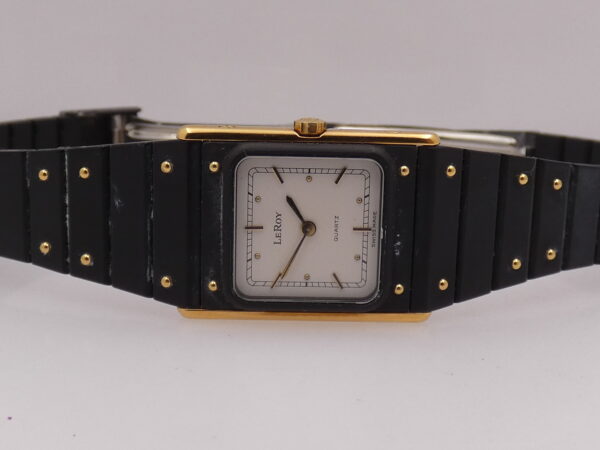 LeRoy by Baume & Mercier Tank Lady Laminato Oro 18Kt & PVD Nero Anni 80's Braccialato