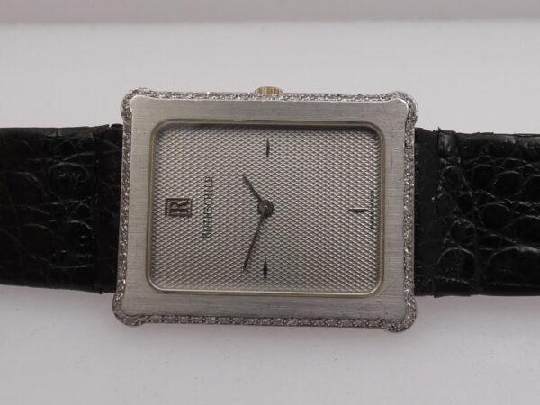 Rothschild Tank Ultra Thin By JLC Platino 950 & Diamanti Honey Comb Dial Anni 80's WITH BOX