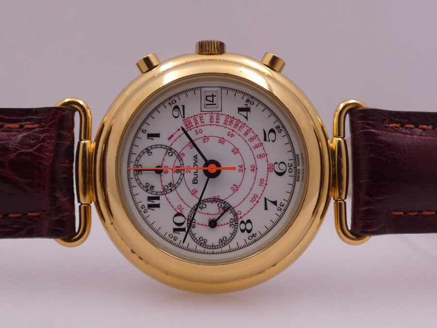 Cronografo Bulova Bicompax Laminato Oro 18Kt Anni 90's Carica Manuale With BOX - immagine 4