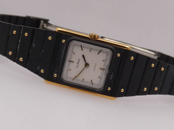 LeRoy by Baume & Mercier Tank Lady Laminato Oro 18Kt & PVD Nero Anni 80's Braccialato