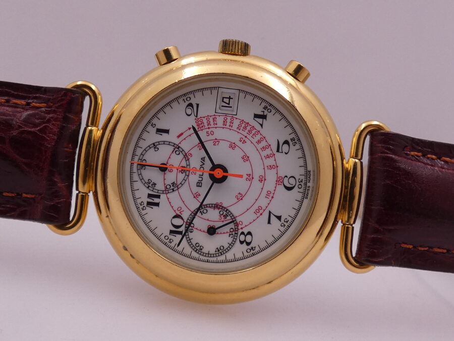 Cronografo Bulova Bicompax Laminato Oro 18Kt Anni 90's Carica Manuale With BOX - immagine 5