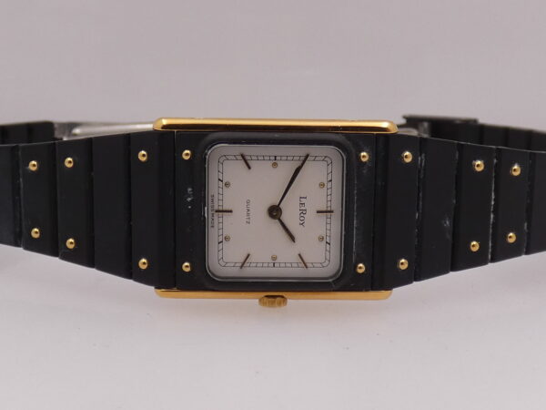 LeRoy by Baume & Mercier Tank Lady Laminato Oro 18Kt & PVD Nero Anni 80's Braccialato