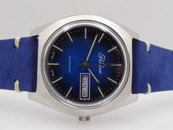 Perseo Tre Stelle Day-Date FS Ferrovie Dello Stato Deep Blue Dial Automatico Anno 70's Acciaio