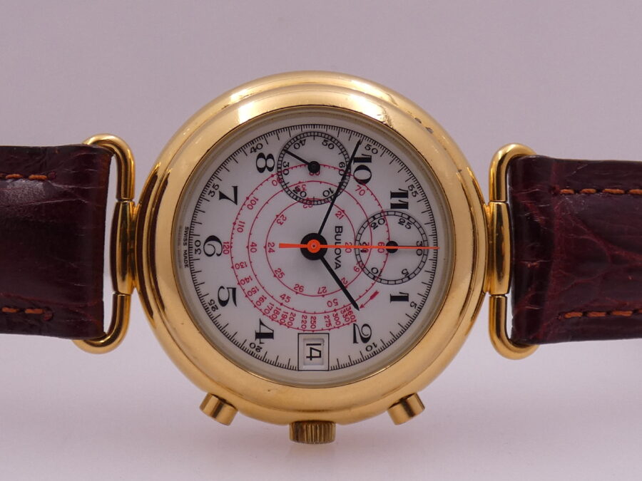 Cronografo Bulova Bicompax Laminato Oro 18Kt Anni 90's Carica Manuale With BOX - immagine 6