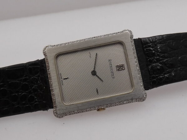 Rothschild Tank Ultra Thin By JLC Platino 950 & Diamanti Honey Comb Dial Anni 80's WITH BOX