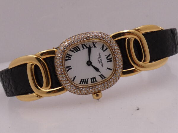 Patek Philippe Golden Ellipse 4831 Factory Diamonds Bezel Oro Massiccio 18Kt Bellissimo Orologio Lady 90's
