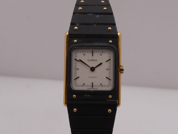 LeRoy by Baume & Mercier Tank Lady Laminato Oro 18Kt & PVD Nero Anni 80's Braccialato