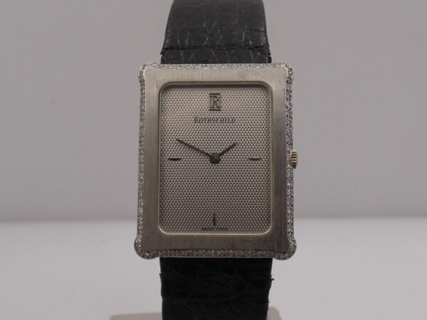 Rothschild Tank Ultra Thin By JLC Platino 950 & Diamanti Honey Comb Dial Anni 80's WITH BOX