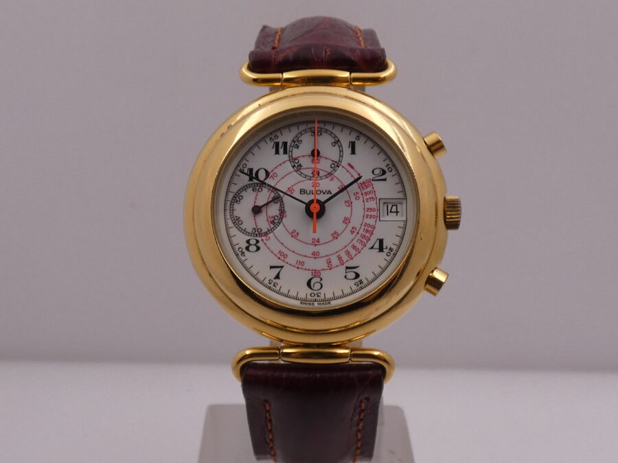 Cronografo Bulova Bicompax Laminato Oro 18Kt Anni 90's Carica Manuale With BOX - immagine 8