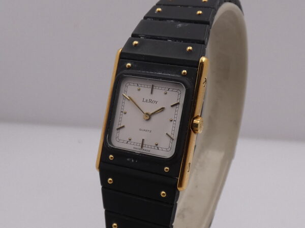 LeRoy by Baume & Mercier Tank Lady Laminato Oro 18Kt & PVD Nero Anni 80's Braccialato