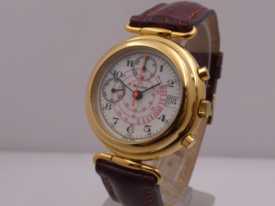 Cronografo Bulova Bicompax Laminato Oro 18Kt Anni 90's Carica Manuale With BOX - immagine 9