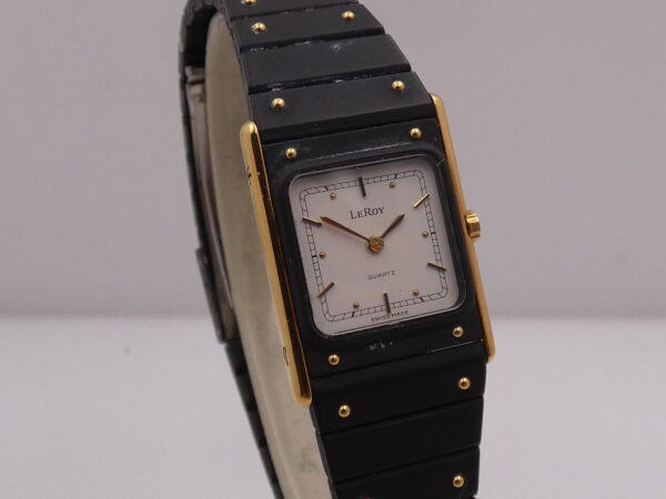 LeRoy by Baume & Mercier Tank Lady Laminato Oro 18Kt & PVD Nero Anni 80's Braccialato