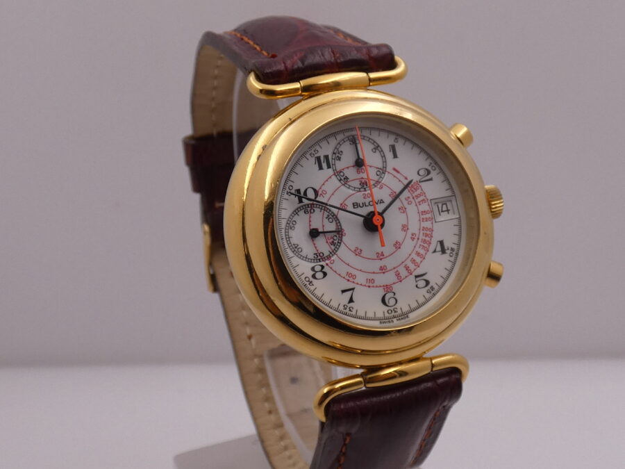 Cronografo Bulova Bicompax Laminato Oro 18Kt Anni 90's Carica Manuale With BOX - immagine 10