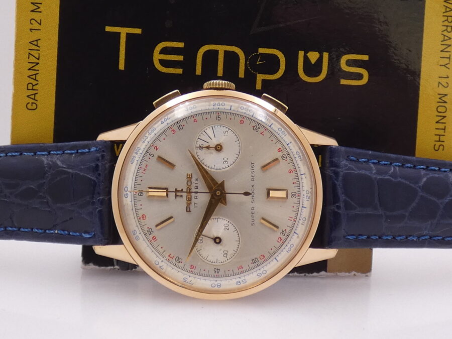 Pierce Wonderful Chronograph Oro Rosa 18Kt Valjoux 23 ANNI '50 TOP CONDITION Column Wheel - immagine 2