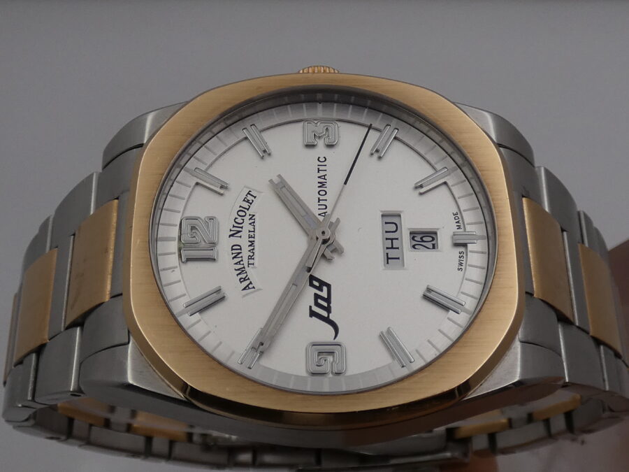 Armand Nicolet J09 Day-Date Acciaio & Oro Rosa 18Kt FULL SET Automatico Braccialato