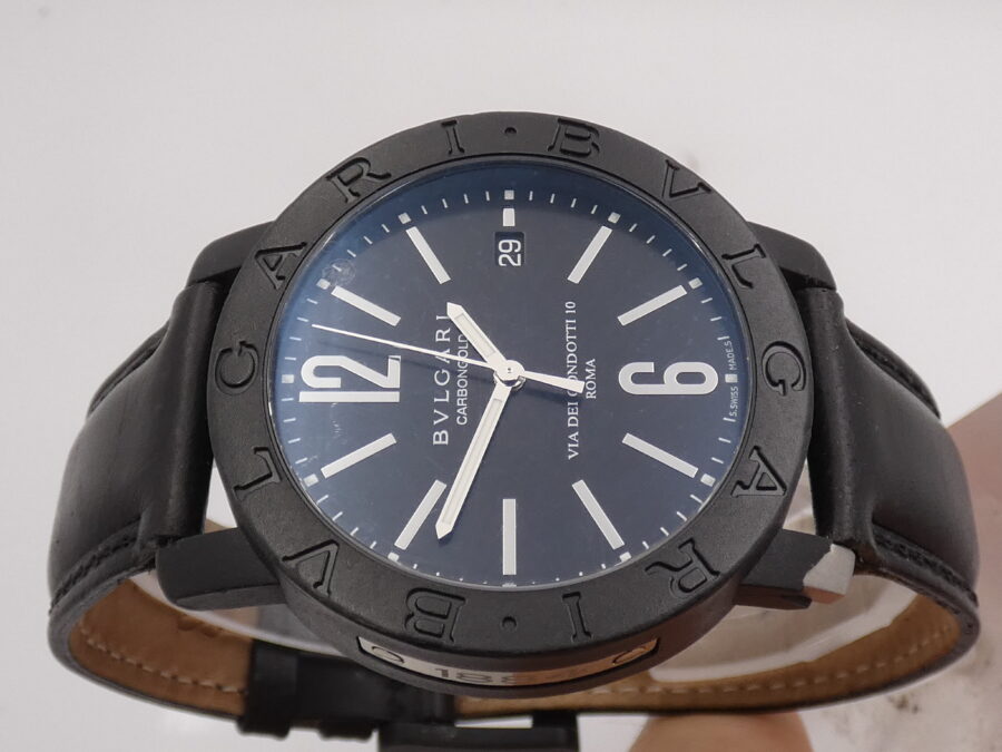 Bulgari Carbongold Via Dei Condotti 10 Roma BB 40 CL Carbon Automatic Date ANNI '2000