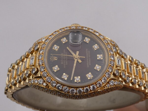 Rolex Datejust Lady 69138 Red Vignette Dial FULL Diamonds Oro Massiccio 18Kt ANNO 1982 Automatico