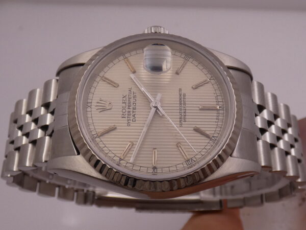 Rolex Datejust 36 Jubilè 16234 Rare Tapissè Dial BOX&PAPERS ANNO 1988 Automatic SERVICED Acciaio