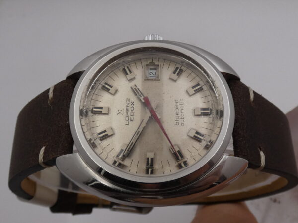 Lorenz Edox Blubird Cushion Oversize 38,5 mm Automatico ANNI '70 Acciaio Vintage