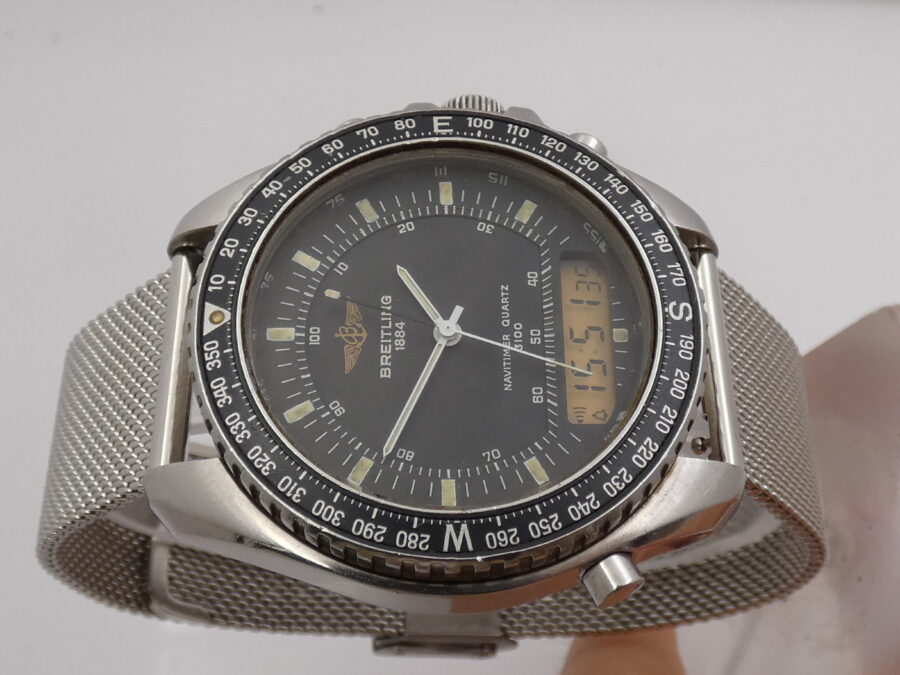 Breitling Pluton Navitimer 3100 41mm A51037 Analogico & Digitale Anni 90's Acciaio