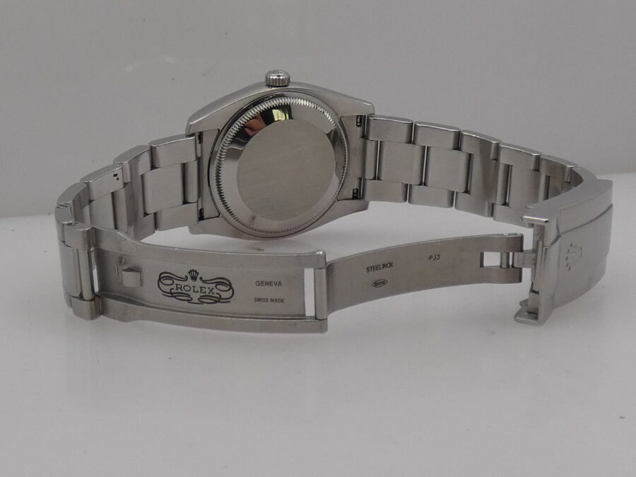 Rolex Air King 114200 Silver Dial Violet Index ANNO 2008 Automatico Acciaio Bracciale Oyster - immagine 11