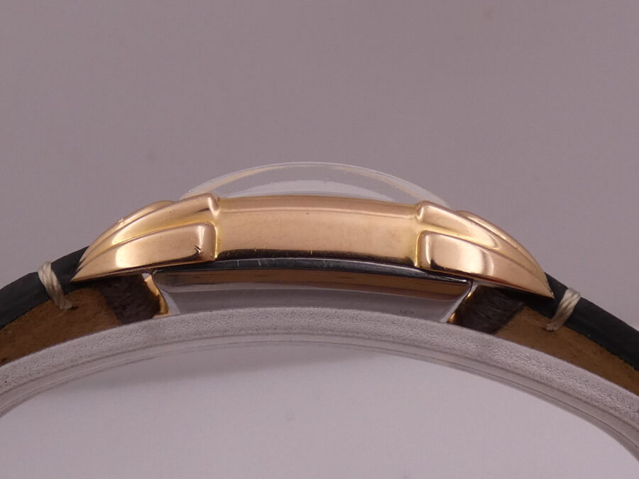 Lunesa Art Decò Laminato Oro Rosa 18Kt Spider Lugs Anni '50s Carica Manuale Vintage - immagine 11